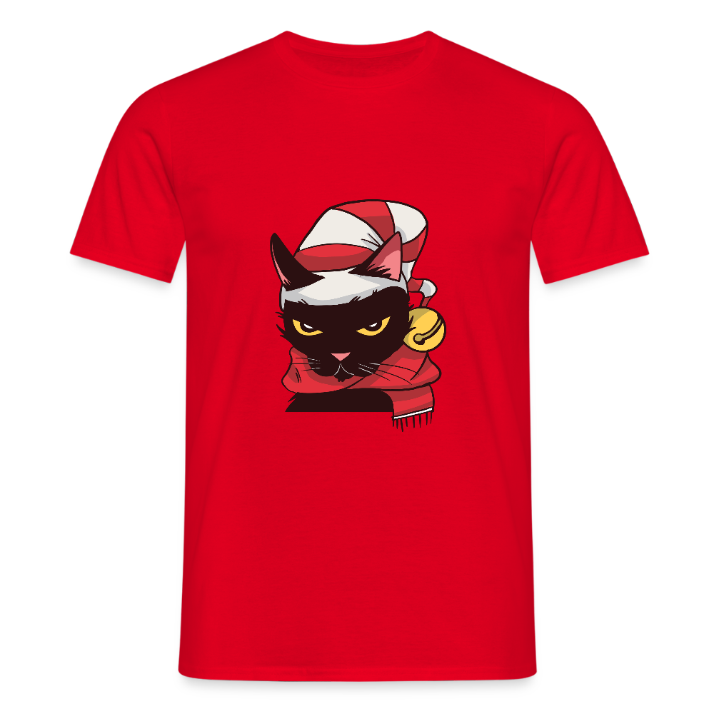 T-shirt Homme – Chat de Noël Grincheux - REF00005 - rouge