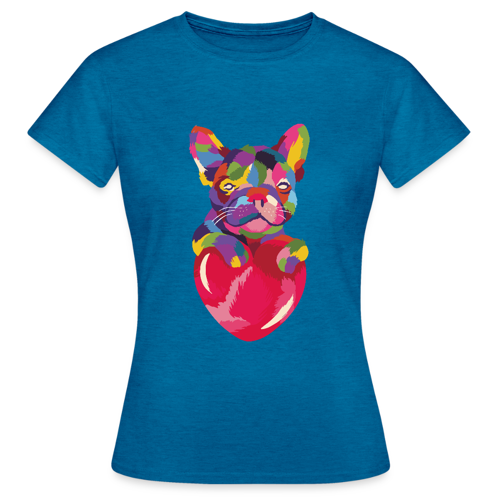 T-shirt Femme Bulldog Love - REF00004 - bleu saphir antique chiné