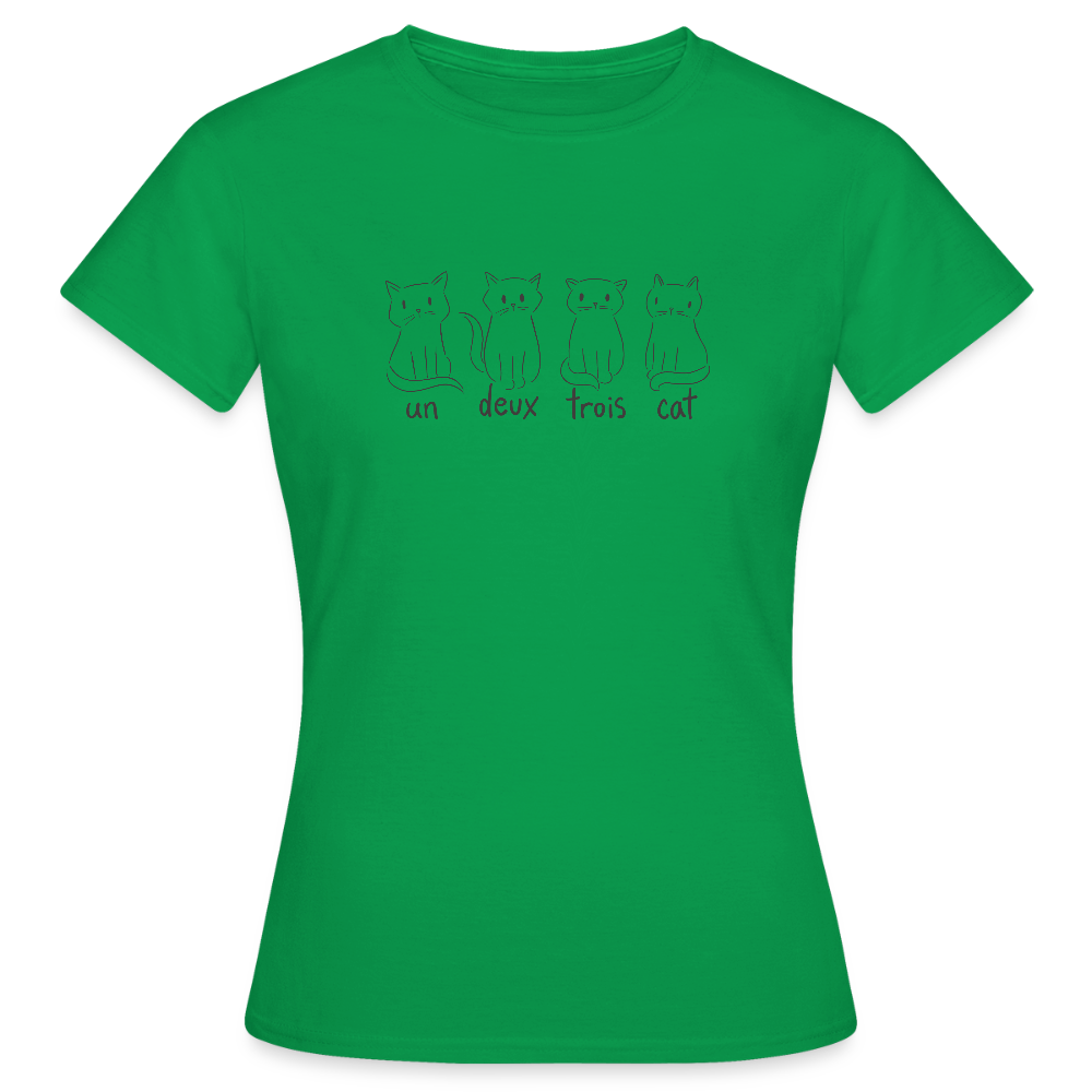 T-shirt Femme “Un, Deux, Trois, Cat” – Humour & Style Félin | UNiKtee REF00046 - vert