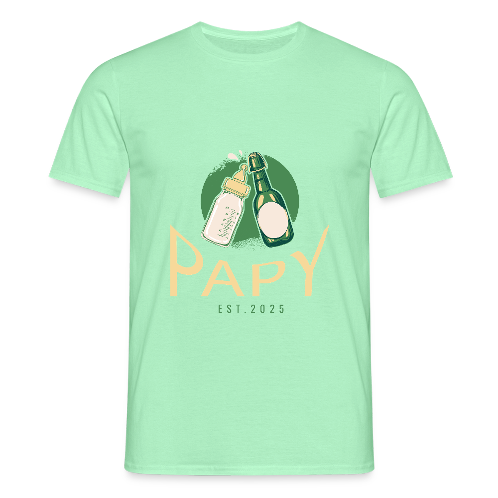 T-shirt Homme “Papy Est.2025” – Cadeau Original pour Nouveau Grand-Père | REF00059 - vert menthe