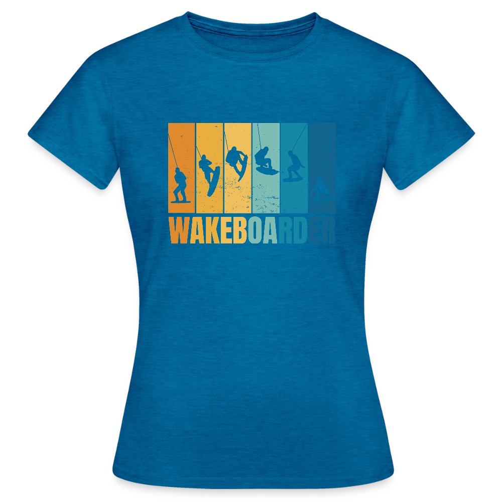 T-shirt Femme – Wakeboarder Vintage - REF00006 - bleu saphir antique chiné