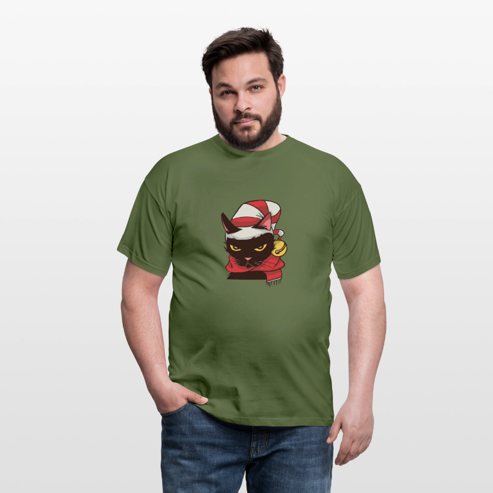 T-shirt Homme – Chat de Noël Grincheux - REF00005 - vert militaire