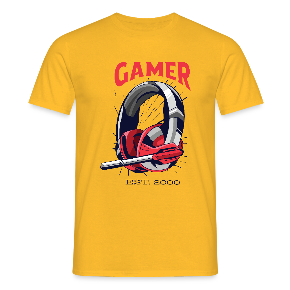T-shirt Gamer Homme | Casque Rétro - jaune