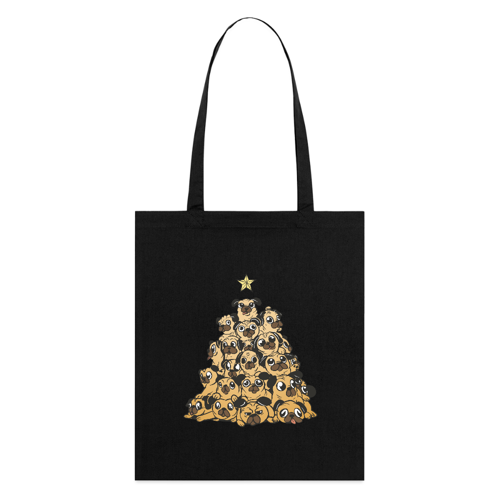 Tote Bag “Christmas Pug Tree” – Arbre de Carlins de Noël | UNiKtee REF00055 - noir