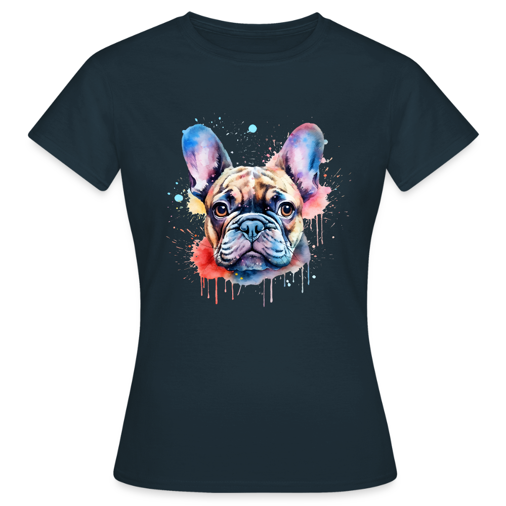 T-shirt Femme – Bouledogue Français Coloré - REF 00014 - marine