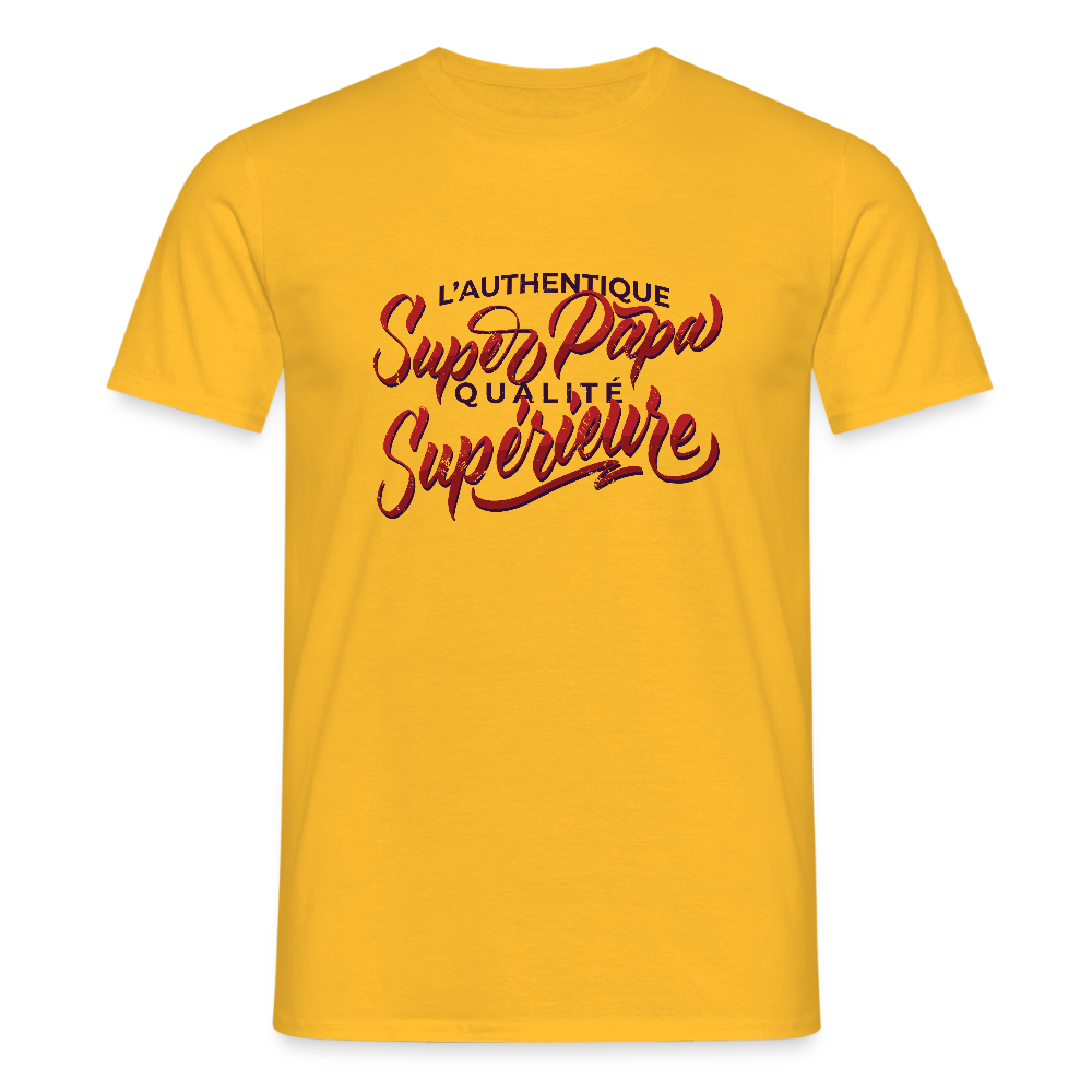 T-shirt Homme “Super Papa – Qualité Supérieure” | UNiKtee REF00036 - jaune