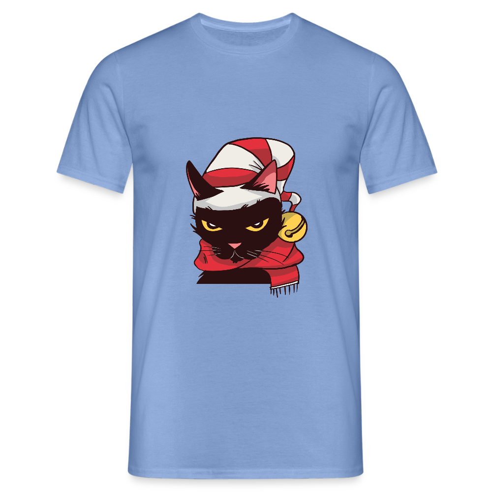 T-shirt Homme – Chat de Noël Grincheux - REF00005 - carolina blue