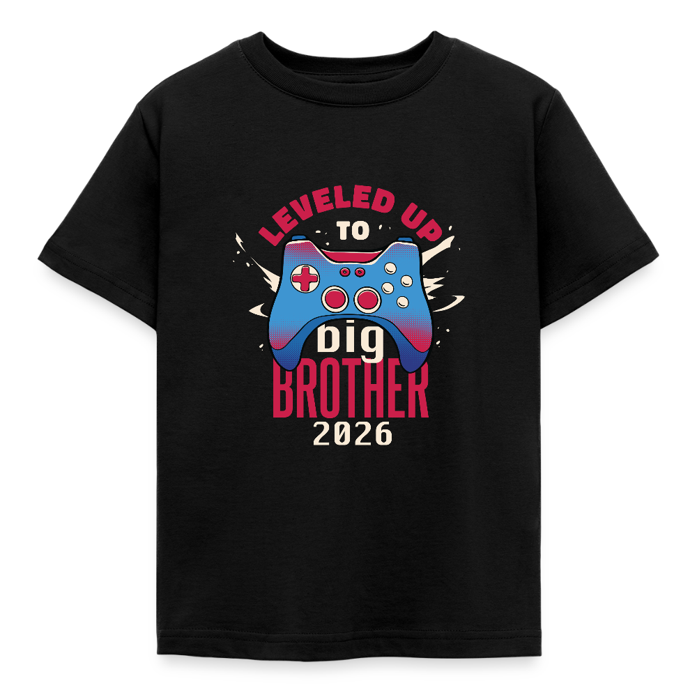 🎮 T-shirt Enfant “Leveled Up to Big Brother 2026” – Annonce Grand Frère | UNiKtee REF00051 - noir