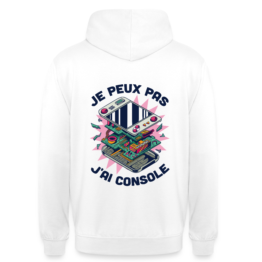 🎮 Sweat à Capuche Unisexe “Je peux pas, j’ai console” – Gaming Style | UNiKtee REF00044 - blanc