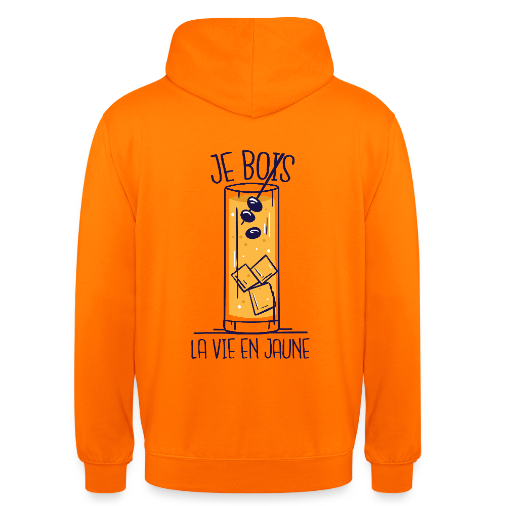 weat à Capuche “Je Bois la Vie en Jaune” – Style, Humour & Bonne Humeur | UNiKtee - REF00027 - orange