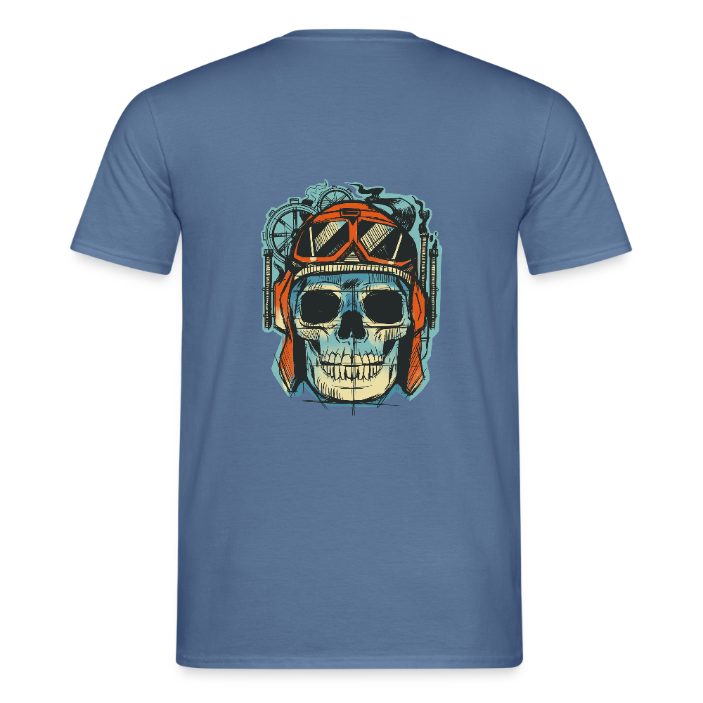 T-shirt Homme “Skull Rider” – Esprit Biker & Style Vintage | REF00064 - bleu pigeon 