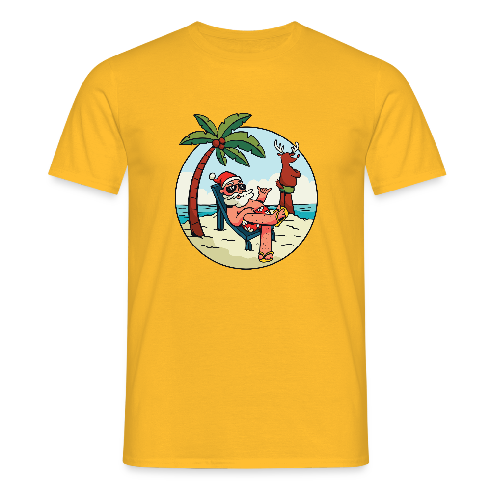 🎅 T-shirt Homme “Santa Chill” – Vacances, Soleil & Style | UNiKtee REF00042 - jaune