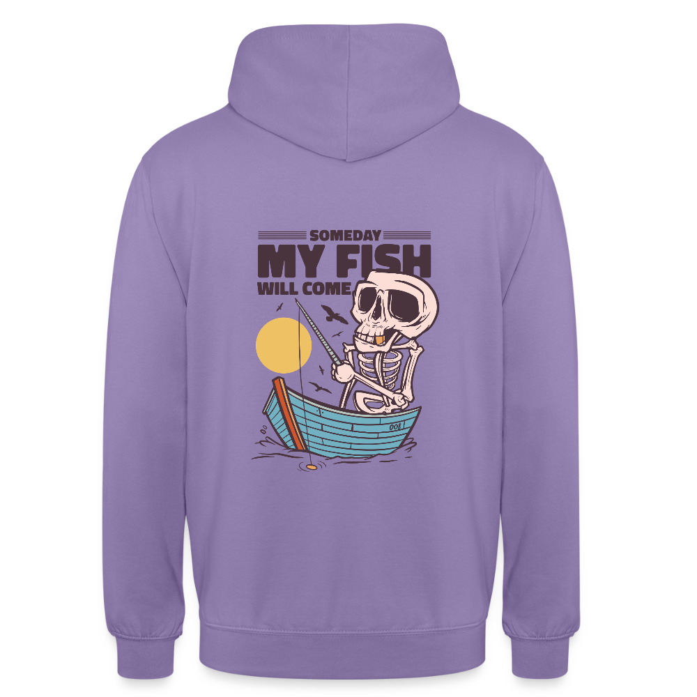 🎣 Sweat à Capuche “Someday My Fish Will Come” – Humour & Pêche | UNiKtee REF00053 - lavande