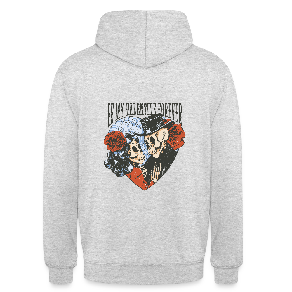 Sweat à Capuche Unisexe “Be My Valentine Forever” – Amour Éternel & Style Gothique | REF00062 - gris clair chiné