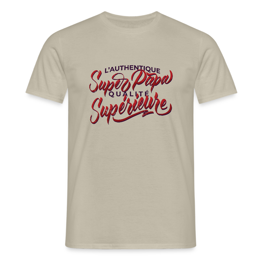 T-shirt Homme “Super Papa – Qualité Supérieure” | UNiKtee REF00036 - beige sable