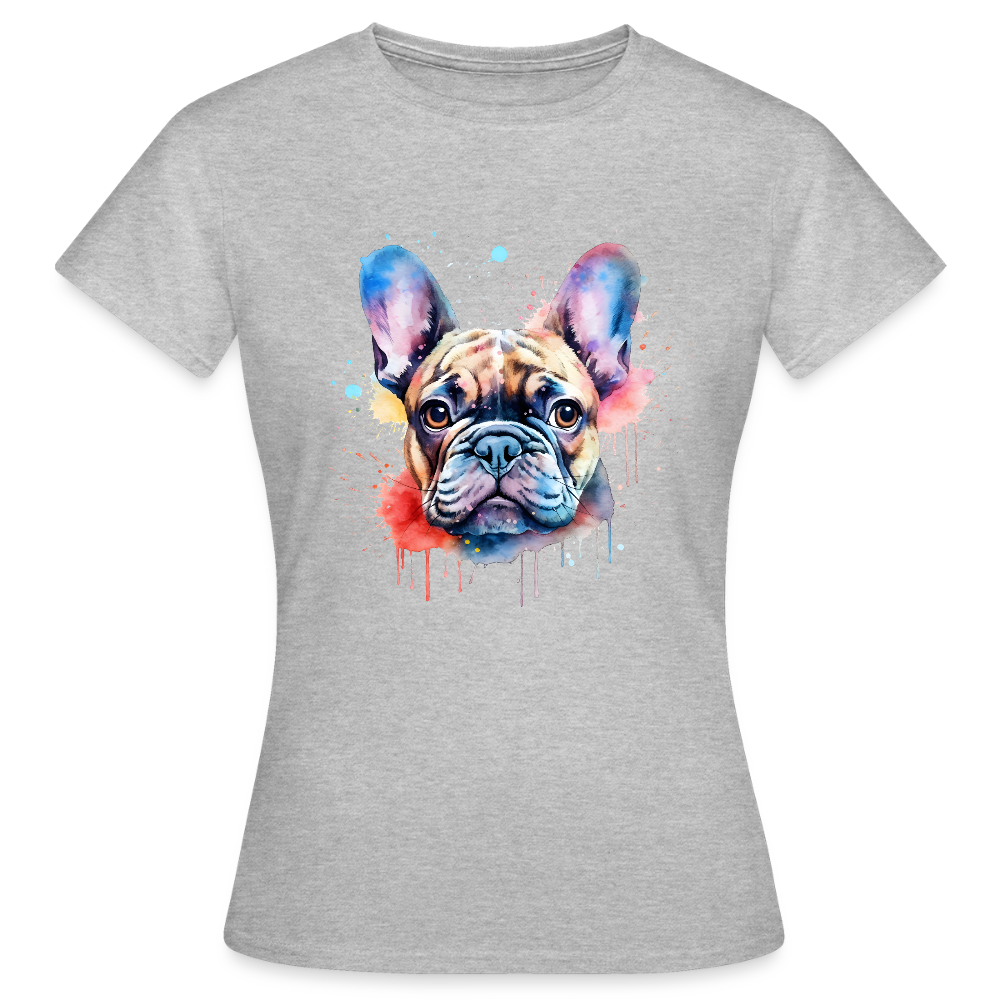 T-shirt Femme – Bouledogue Français Coloré - REF 00014 - gris chiné