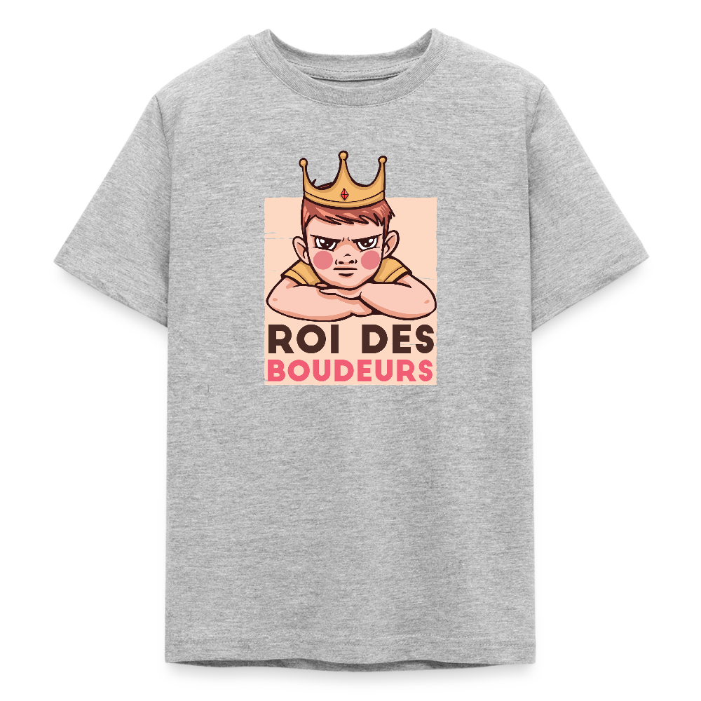 )  👑 T-shirt Ado “Roi des Boudeurs” – Attitude & Style Unique | UNiKtee - REF00029 - gris chiné