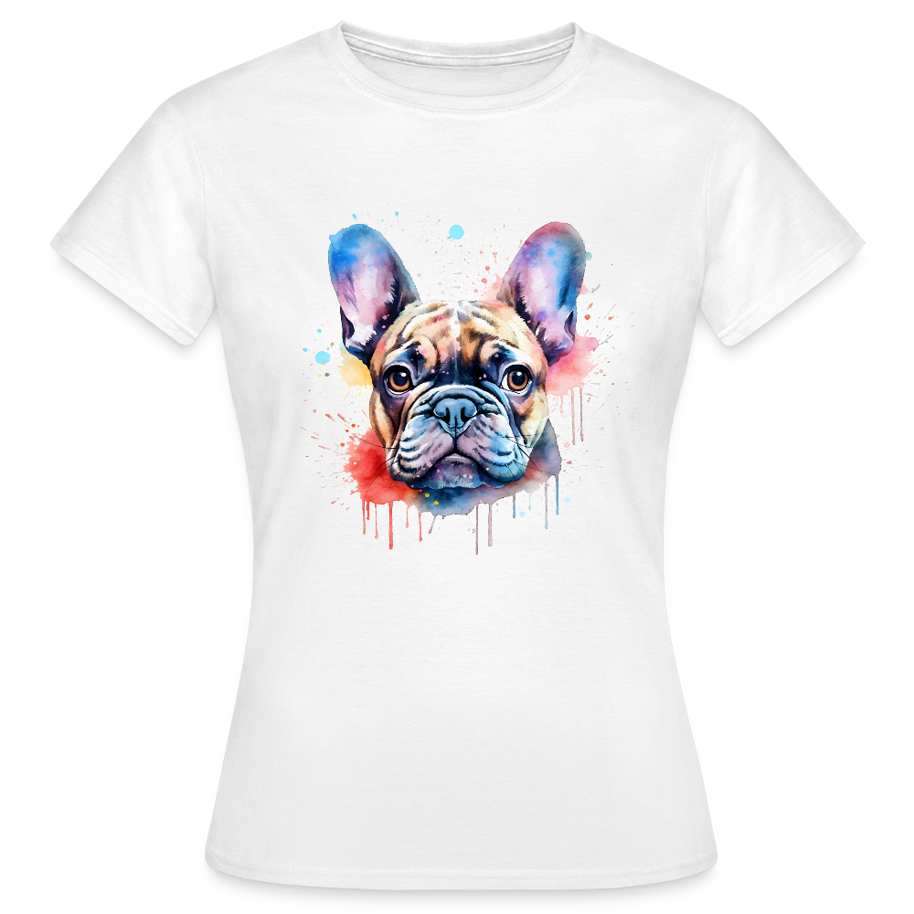 T-shirt Femme – Bouledogue Français Coloré - REF 00014 - blanc