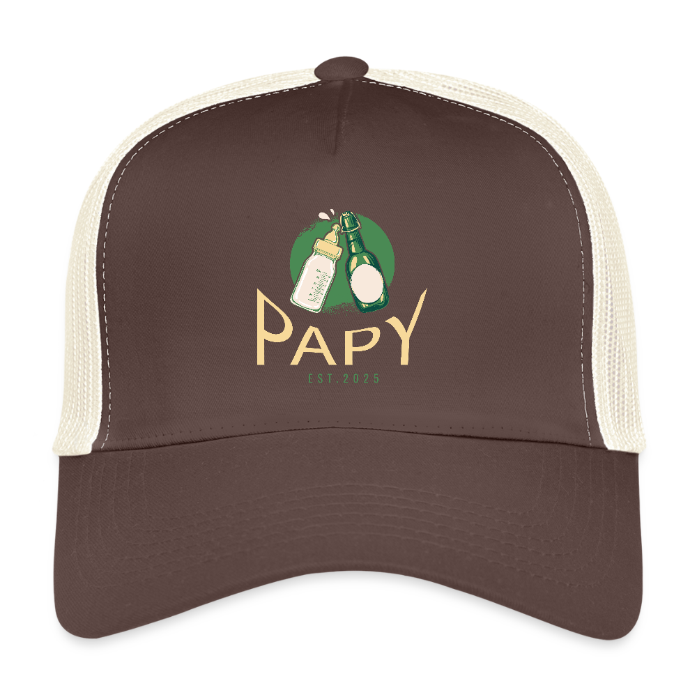 Casquette Trucker “Papy Est.2025” – Cadeau Original pour Futur Grand-Père | REF00059 - marron/beige