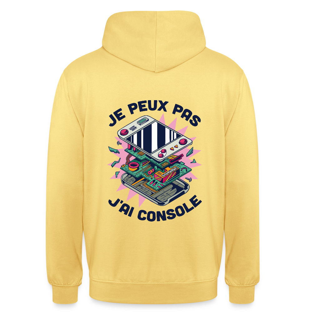 🎮 Sweat à Capuche Unisexe “Je peux pas, j’ai console” – Gaming Style | UNiKtee REF00044 - jaune citron