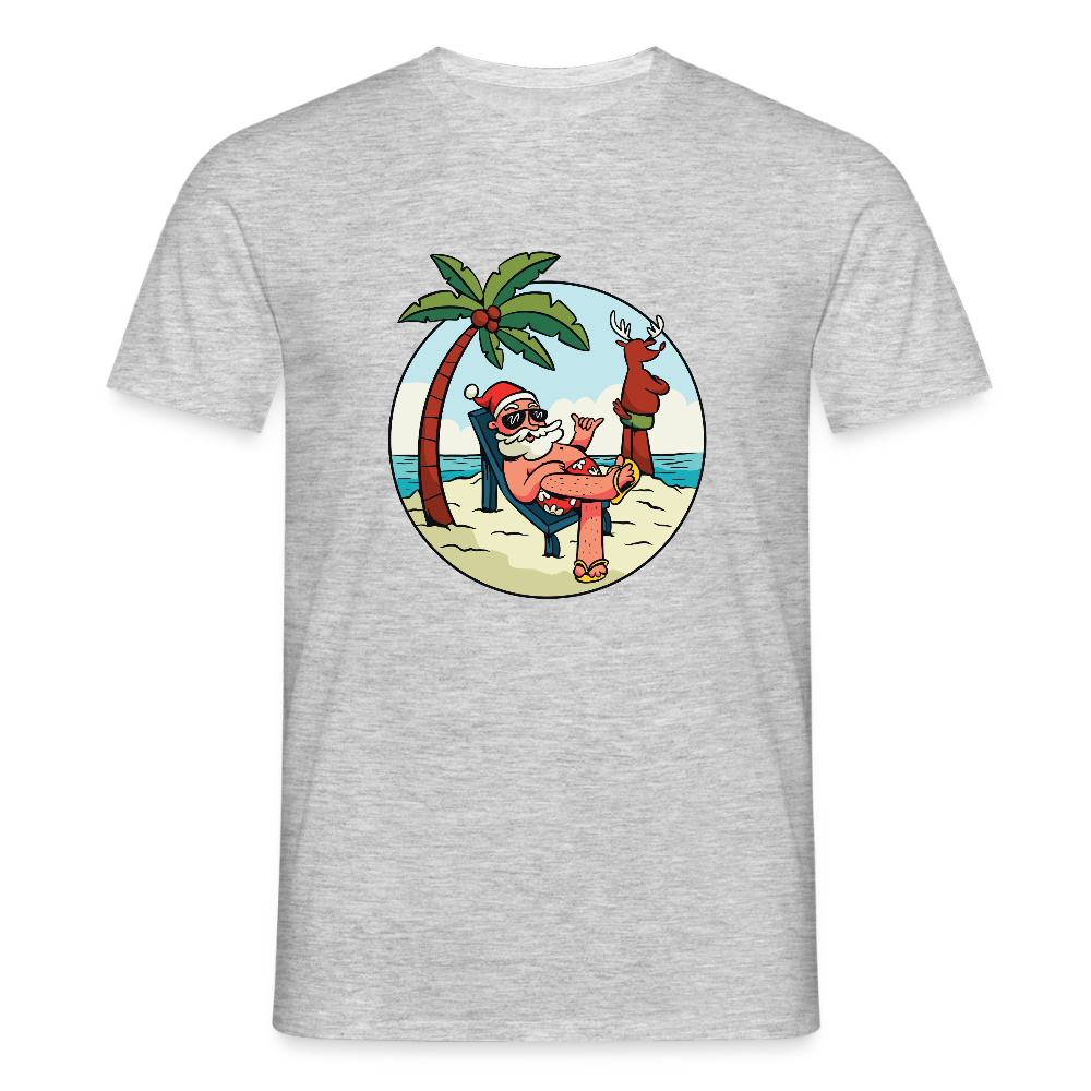 🎅 T-shirt Homme “Santa Chill” – Vacances, Soleil & Style | UNiKtee REF00042 - gris chiné