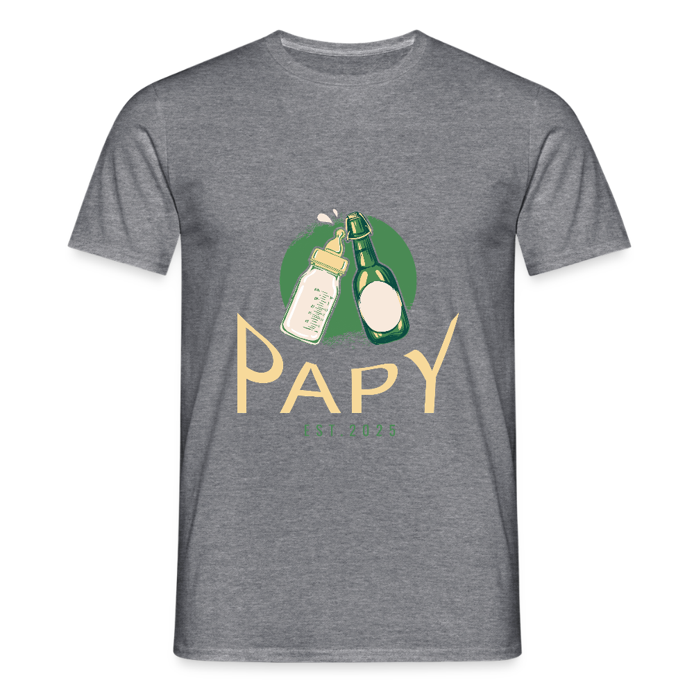 T-shirt Homme “Papy Est.2025” – Cadeau Original pour Nouveau Grand-Père | REF00059 - graphite chiné