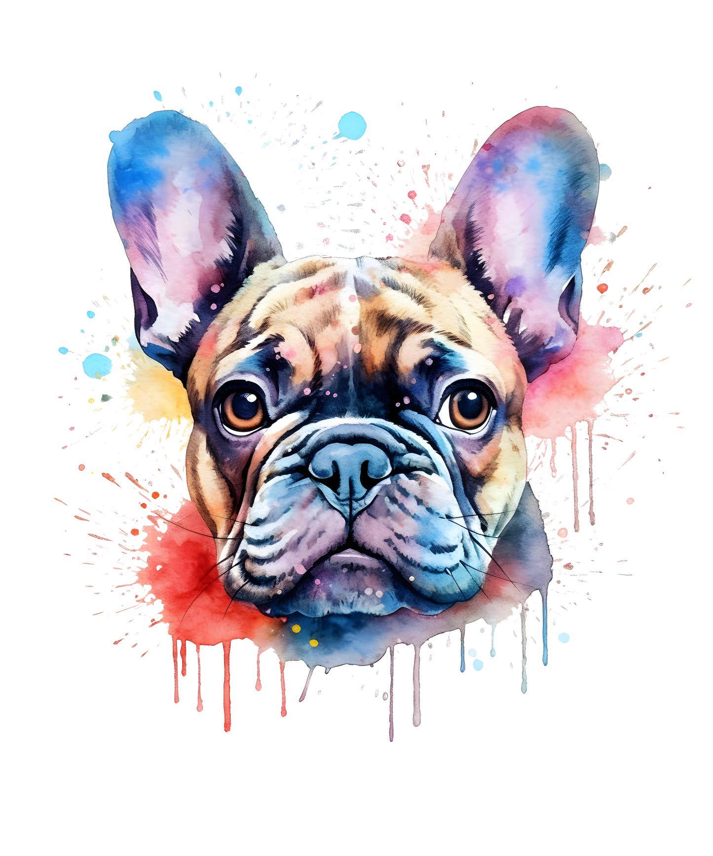 T-shirt Bouledogue Français Aquarelle – Unisexe | UNiKtee REF00010 — UNiKtee