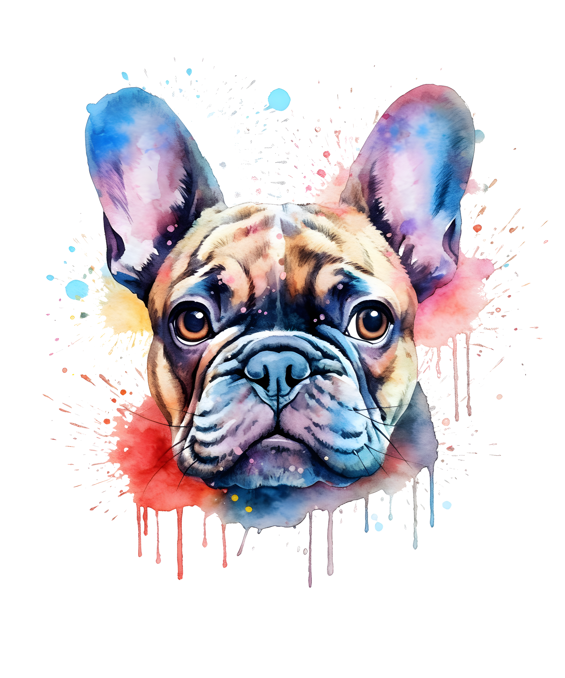 T-shirt Bouledogue Français Aquarelle – Unisexe | UNiKtee REF00010 — UNiKtee