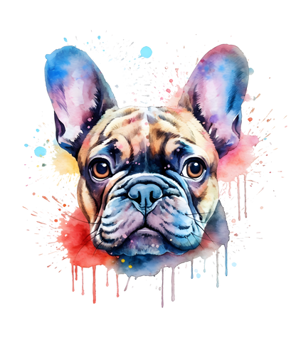 T-shirt Bouledogue Français Aquarelle – Unisexe | UNiKtee REF00010 — UNiKtee
