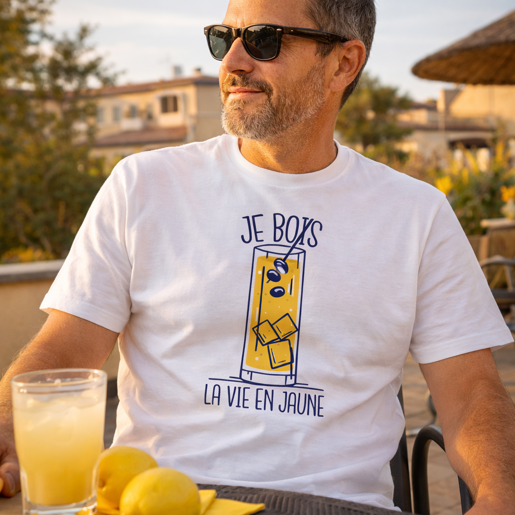 T-shirt Pastis Humour – Je Bois La Vie En Jaune | UNiKtee REF00050 — UNiKtee