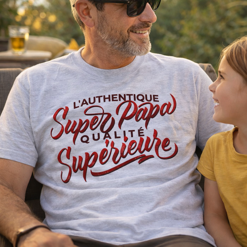 T-shirt L’Authentique Super Papa –  Cadeau Papa | UNiKtee REF00052 — UNiKtee