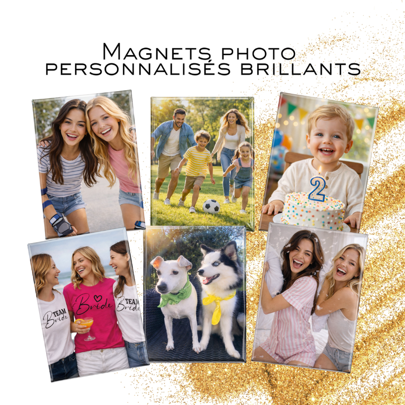 Magnets rectangulaires personnalisés – 54 x 78 mm  5,8 cm – Photo, texte, logo ou image