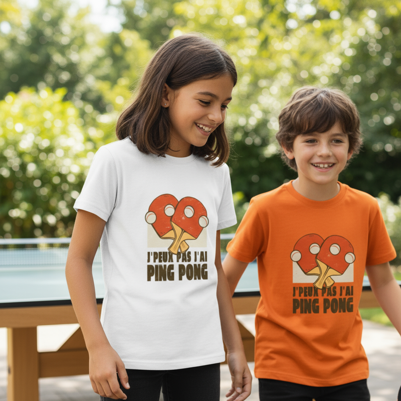 🏓 T-shirt Ado “J’peux pas, j’ai Ping Pong” – Fun & Sport Attitude | UNiKtee REF00040