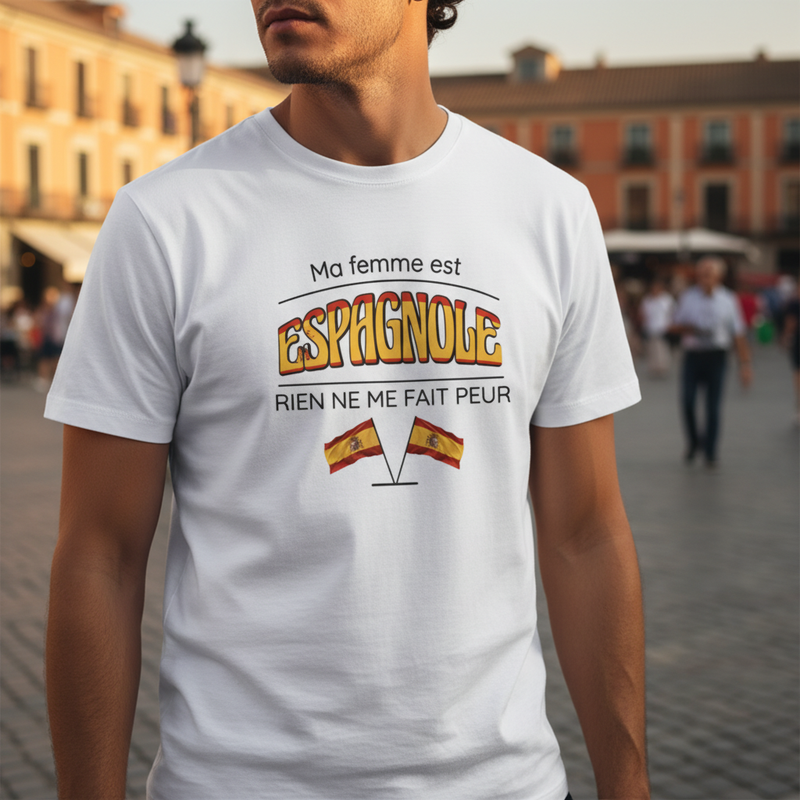 💃 T-shirt Homme “Ma femme est espagnole” – Humour & Passion | UNiKtee REF00075