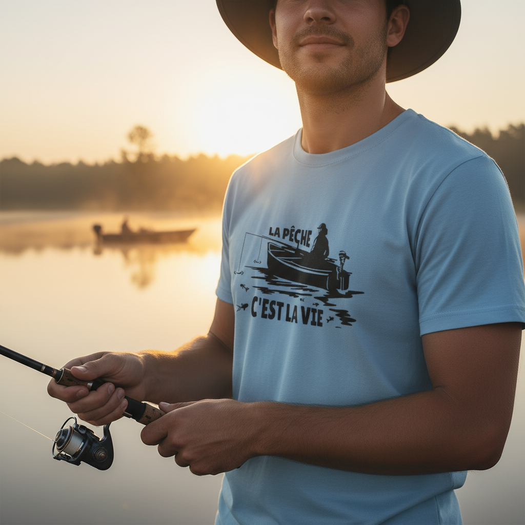 🎣 T-shirt Homme Pêche “La Pêche c’est la Vie” – Passion & Détente | UNiKtee - REF00025