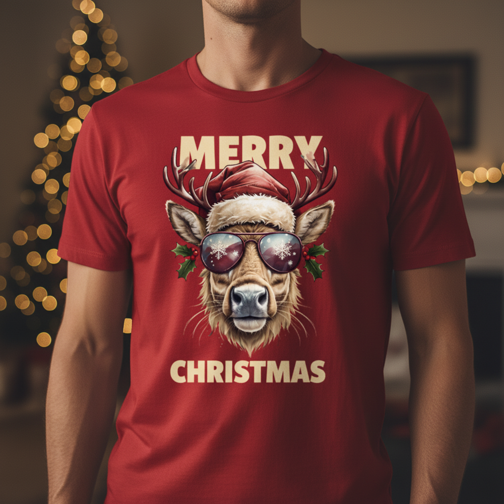 🦌 T-shirt Premium Bio “Merry Christmas” – Style & Esprit Festif | UNiKtee REF00071
