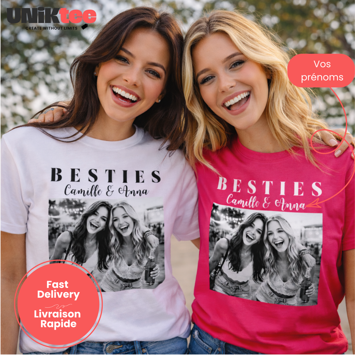 T-shirt BESTIES personnalisé  | UNiKtee REF00029 — UNiKtee