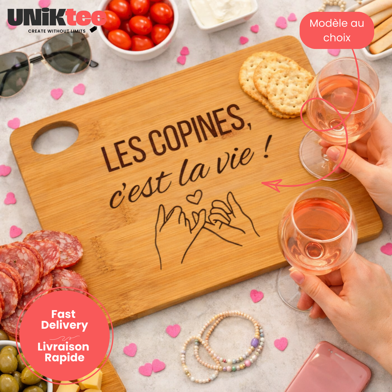 Planche à découper copine  20 cm x 15,3 cm – Cadeau amitié femme | REFPL0003