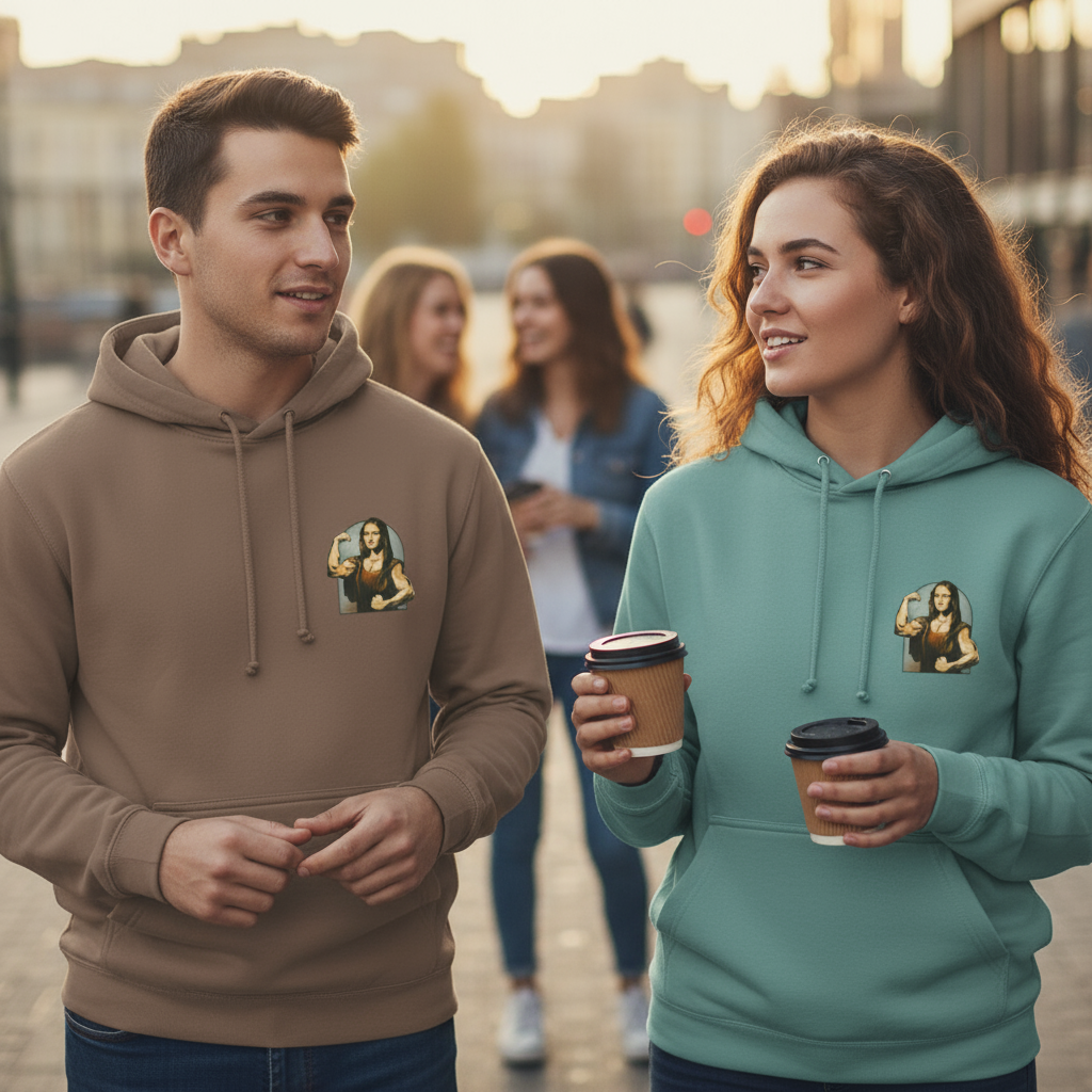 Sweat à Capuche Unisexe “Mona Lisa Musclée” – Art Classique Remix & Attitude Streetwear | REF00056