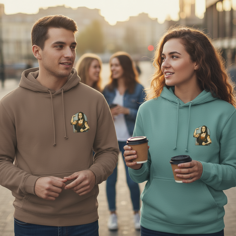 Sweat à Capuche Unisexe “Mona Lisa Musclée” – Art Classique Remix & Attitude Streetwear | REF00056