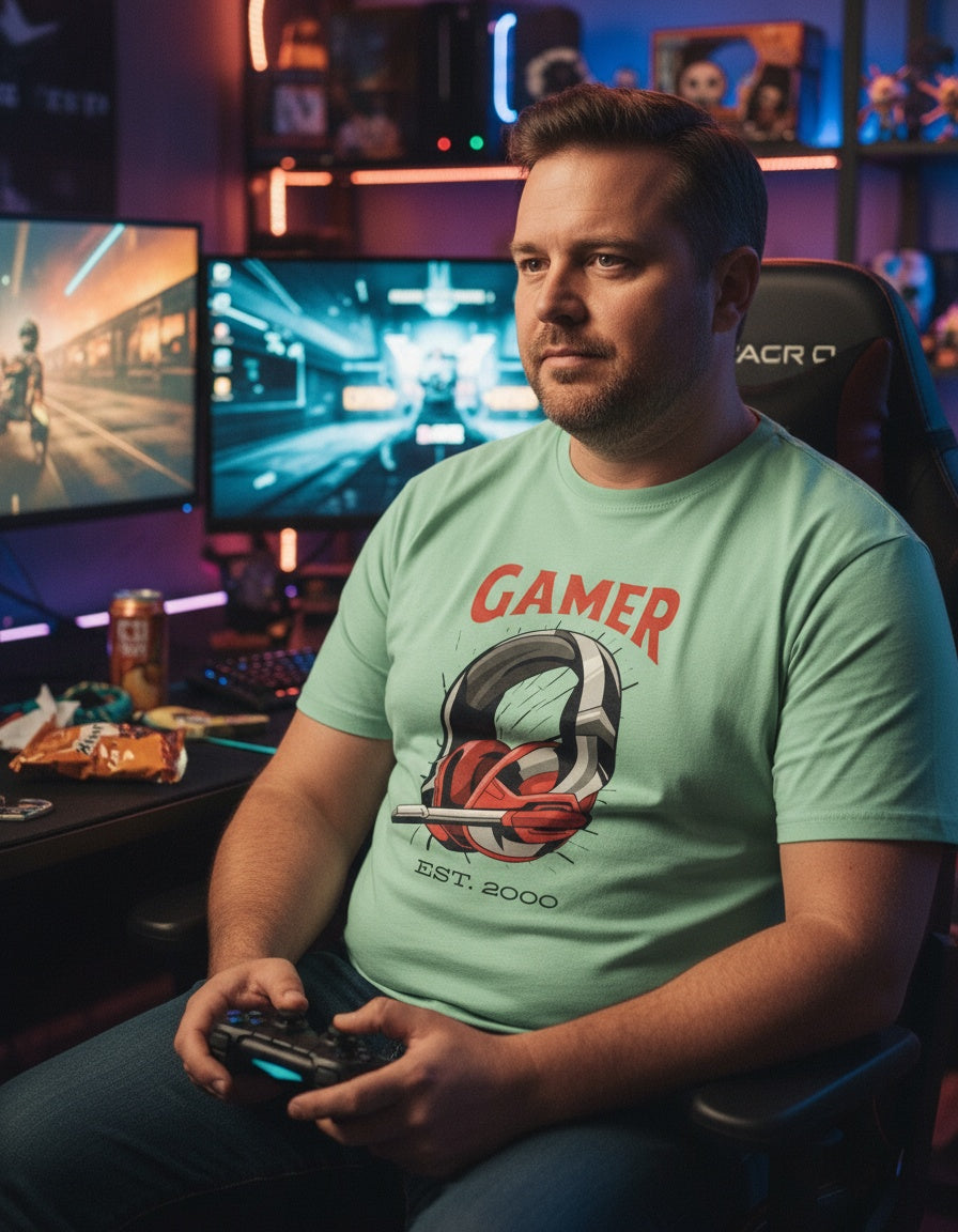 T-shirt Gamer Homme | Casque Rétro - REF00021