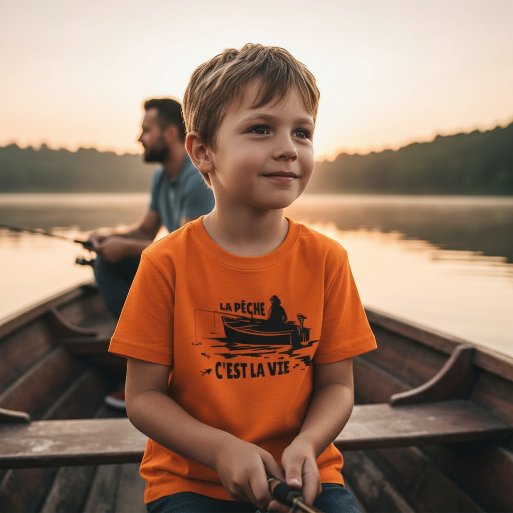 🐟 T-shirt Enfant Pêche “La Pêche c’est la Vie” – Fun & Nature | UNiKtee - REF00025