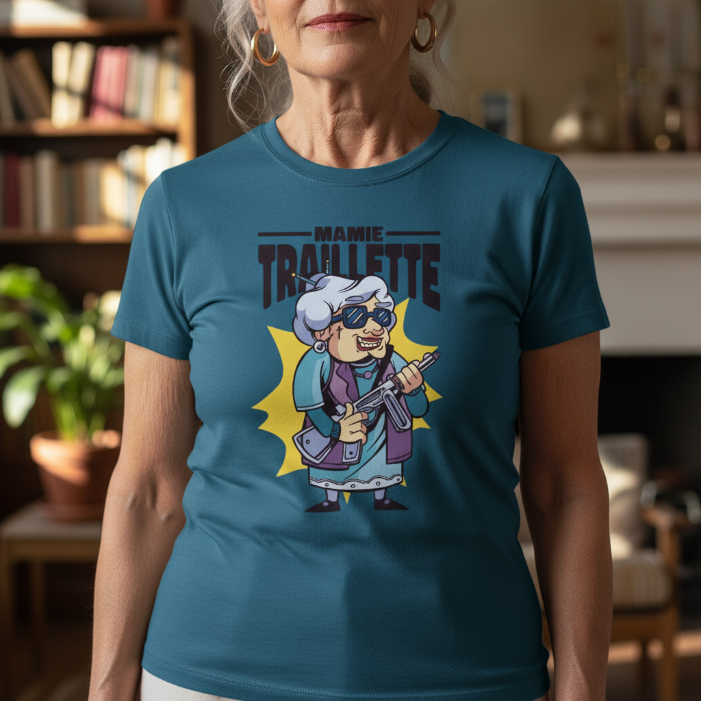 💜 T-shirt Femme “Mamie Trailette” – Humour & Style Vintage | UNiKtee REF00047