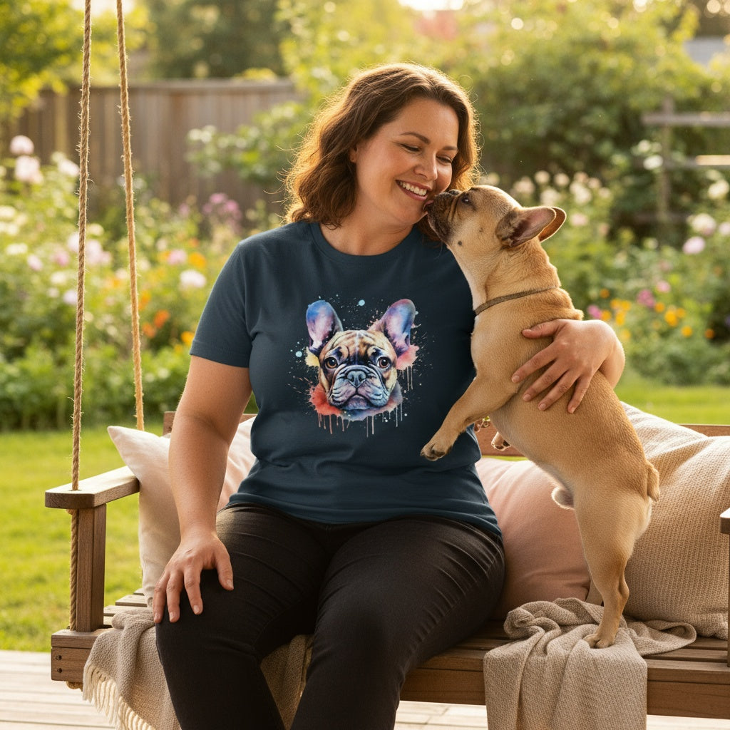 T-shirt Bouledogue Français Aquarelle – Unisexe | UNiKtee REF00010 — UNiKtee