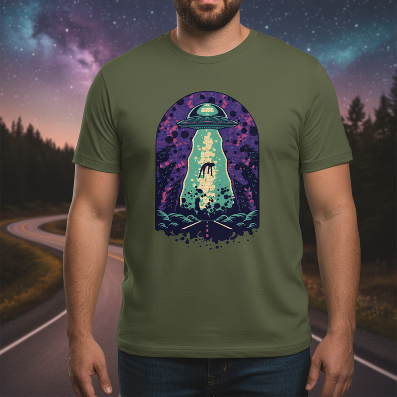 👽 T-shirt Homme “Alien Abduction” – Mystère & Style Intergalactique | UNiKtee REF00043