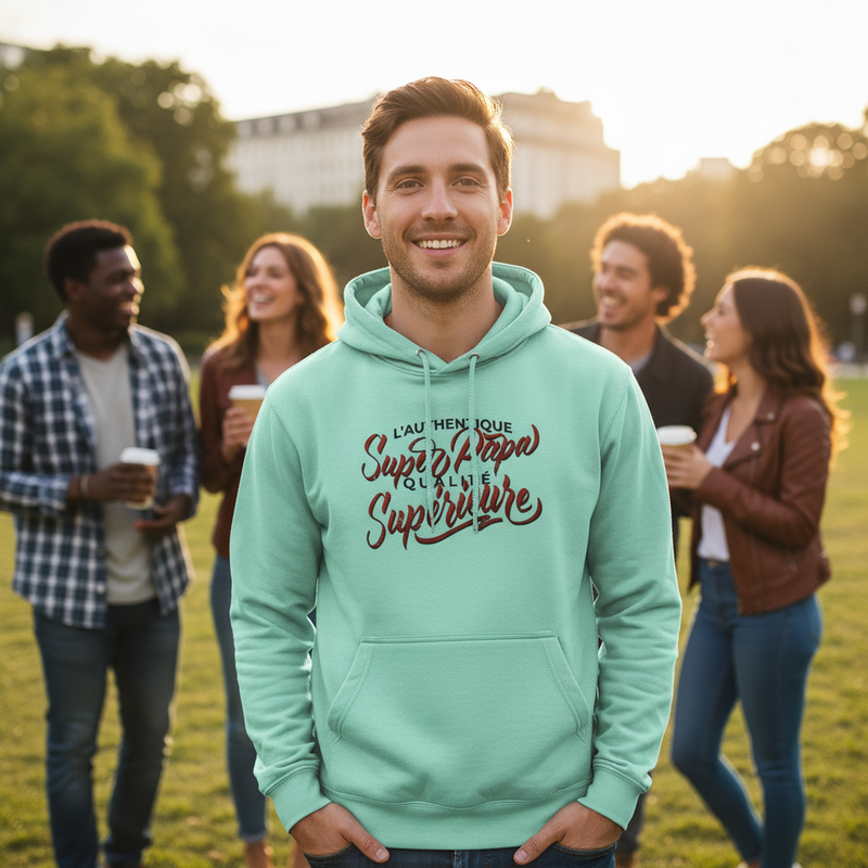 Sweat à Capuche Homme “Super Papa – Qualité Supérieure” | UNiKtee REF00036