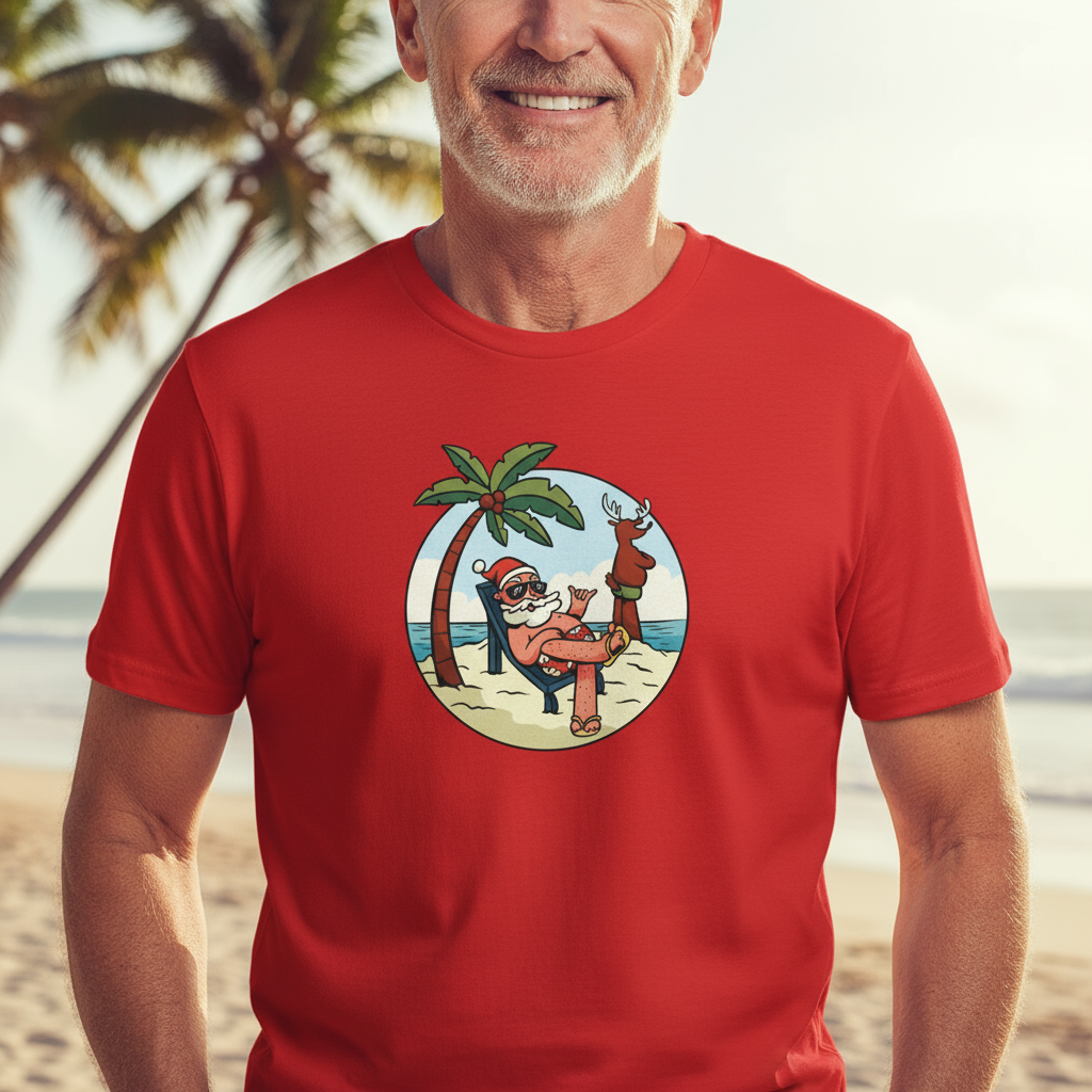 🎅 T-shirt Homme “Santa Chill” – Vacances, Soleil & Style | UNiKtee REF00042