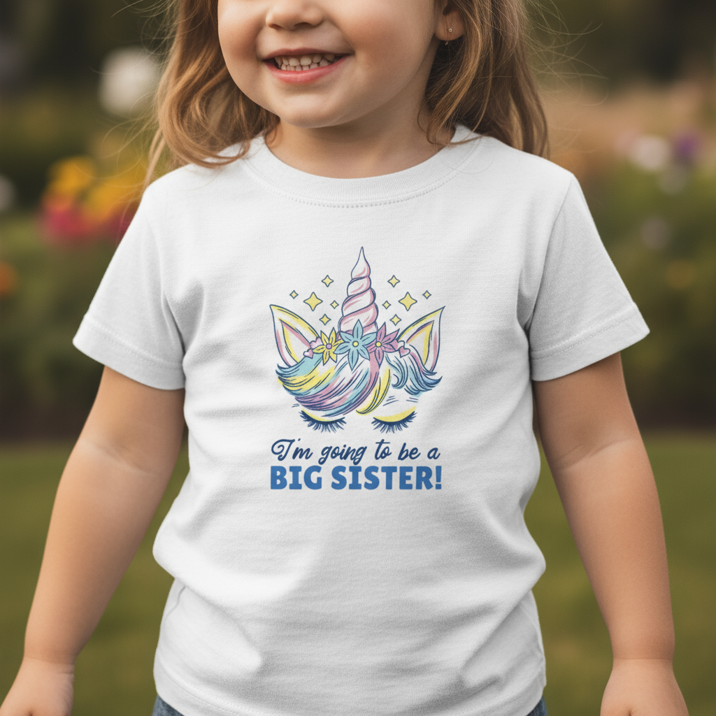 🌸 T-shirt Enfant “I’m Going to Be a Big Sister!” – Annonce de Grande Sœur | UNiKtee REF00049