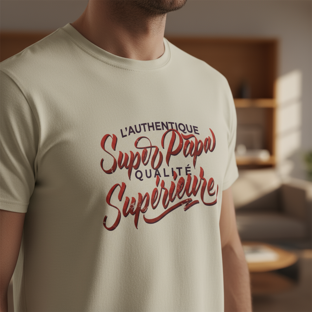 T-shirt Homme “Super Papa – Qualité Supérieure” | UNiKtee REF00036