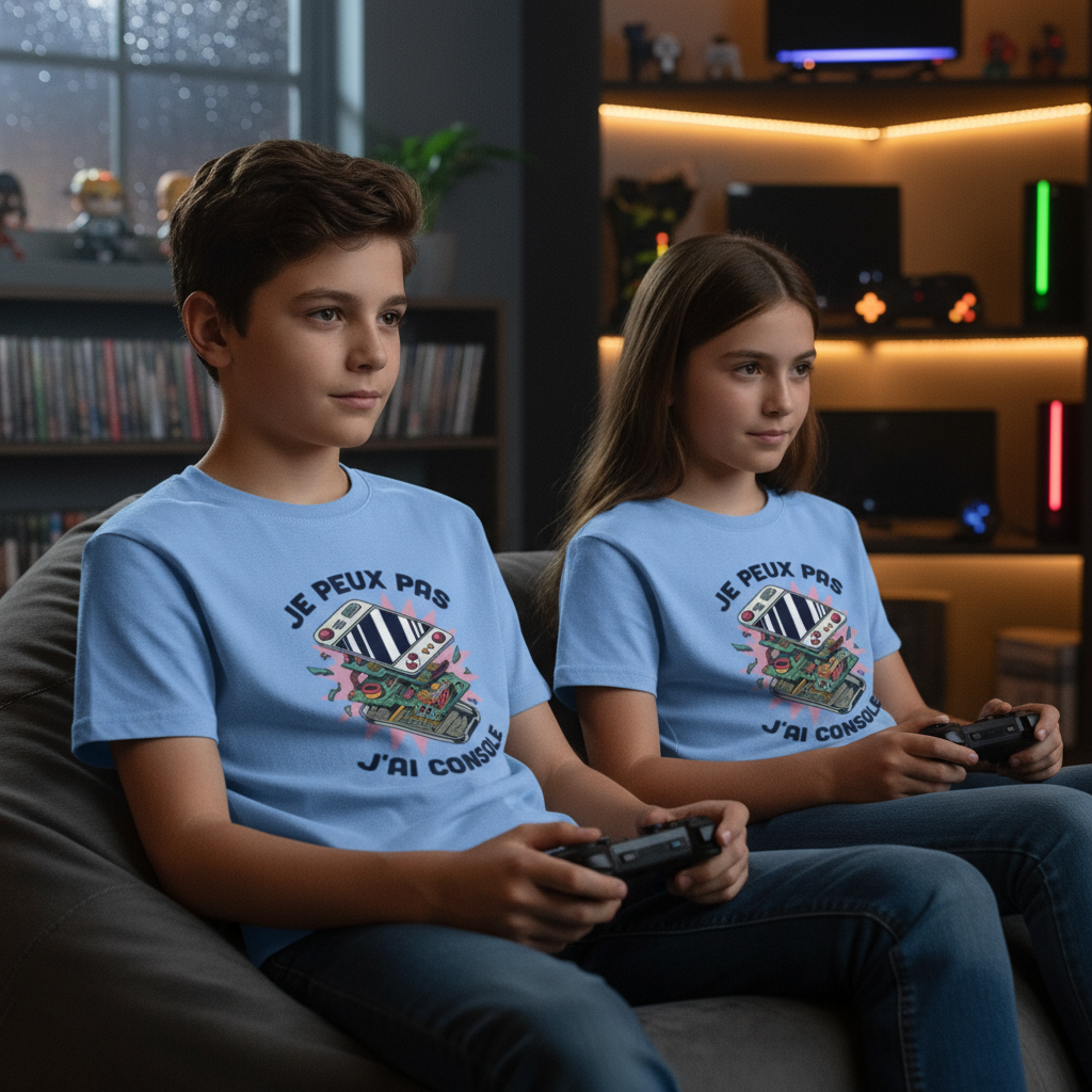 🎮 T-shirt Ado “Je peux pas, j’ai console” – Fun & Gaming Style | UNiKtee REF00044
